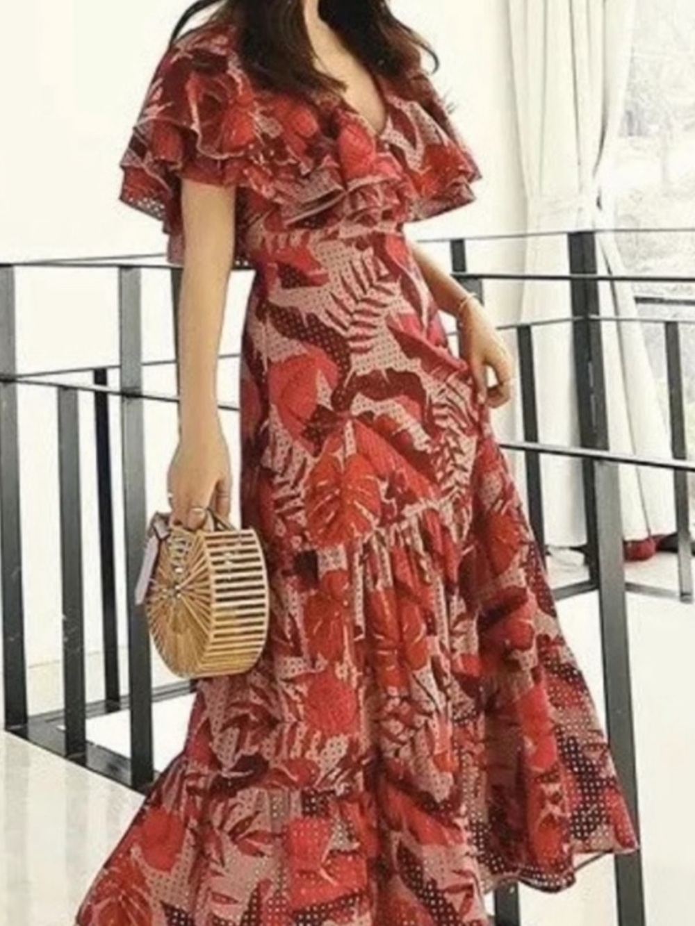 NWT JOHANNA ORTIZ For H&M Eyelet Ruffled Tiered Maxi Dress XS